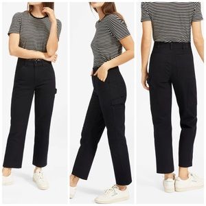 NWT Everlane Women's Carpenter Black Cropped 100% Cotton Utility Pant Size 10